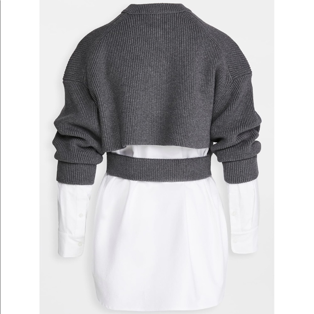 Alexander Wang Bilayer Crew Neck Oxford Cardian Sweater - Picture 3 of 11